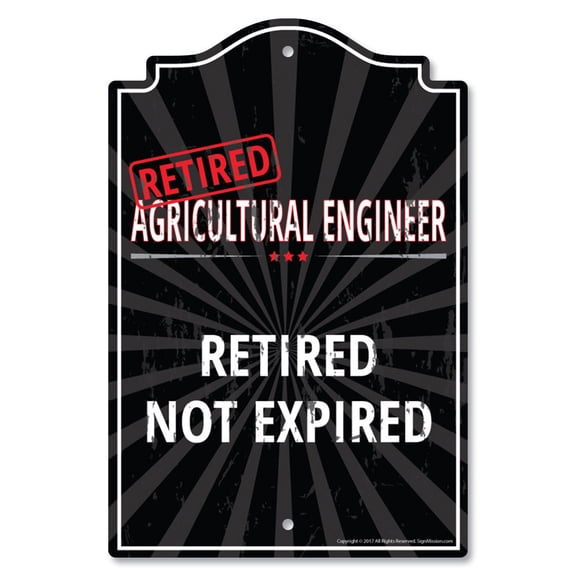 Retired Agricultural Engineer Sign | Indoor/Outdoor | Retired Not Expired Funny Home Decor| Home, Office or Bedroom Wall Plaque Retirement Personalized Gift
