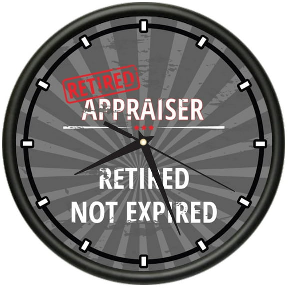 Retired Appraiser Design Wall Clock | Precision Quartz Movement | Retired Not Expired Funny Home Décor | Home, Office or Bedroom Decoration Retirement Personalized Gift