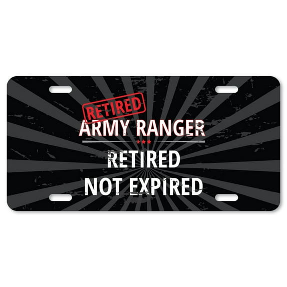Retired Army Ranger Aluminum License Plate| Retired Not Expired License Plate 12" X 6" Fits Any Car Truck SUV RV or Trailer | Made in The USA