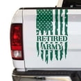 thumbnail image 1 of Retired Army Vietnam Veteran Distressed American USA US Flag Truck Tailgate Vinyl Decal Compatible with most Pickup Trucks U.S. Sticker USMC USAF US Navy Decal (11" x 20", Forest Green), 1 of 8