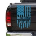 thumbnail image 1 of Retired Army Vietnam Veteran Distressed American USA US Flag Truck Tailgate Vinyl Decal Compatible with most Pickup Trucks U.S. Sticker USMC USAF US Navy Decal (11" x 20", Ice Blue), 1 of 8
