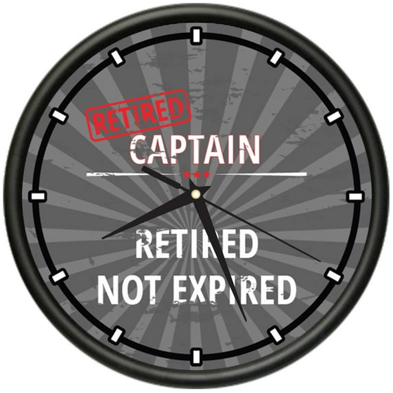 Retired Captain Design Wall Clock | Precision Quartz Movement | Retired Not Expired Funny Home Décor | Home, Office or Bedroom Decoration Retirement Personalized Gift