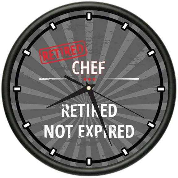 Retired Chef Design Wall Clock | Precision Quartz Movement | Retired Not Expired Funny Home Dcor | Home, Office or Bedroom Decoration Retirement Personalized Gift