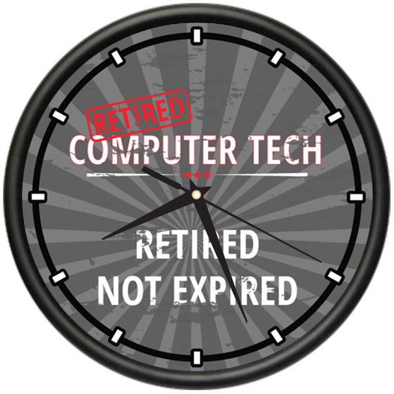 Retired Computer Tech Design Wall Clock | Precision Quartz Movement | Retired Not Expired Funny Home Dcor | Home, Office or Bedroom Decoration Retirement Personalized Gift