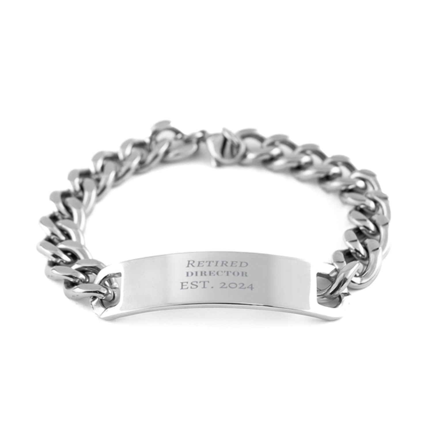 Retired Director Est. 2024 Stainless Steel Cuban Chain Bracelet for Men - Confidence and Inspiration Gift for Special Occasions