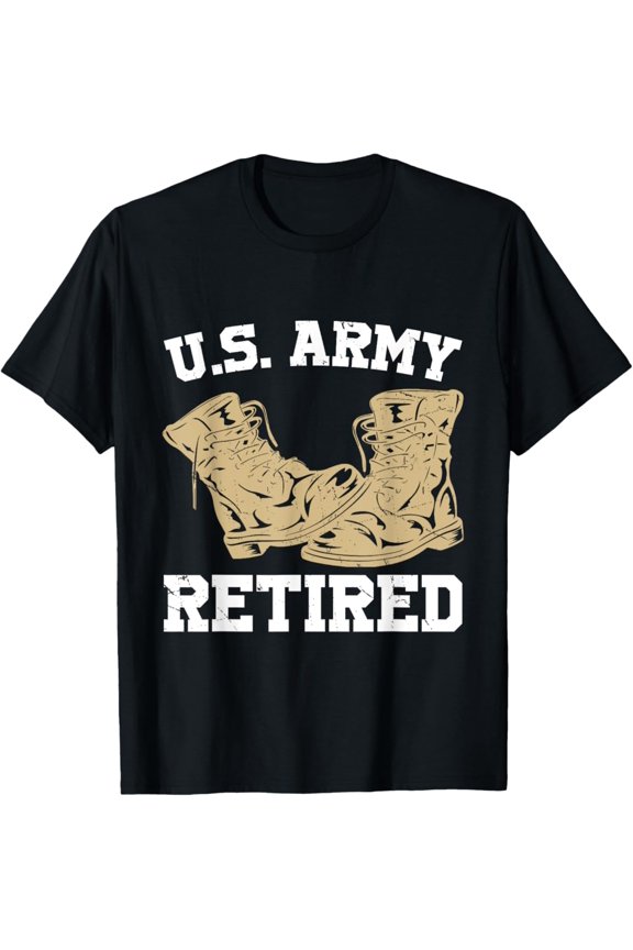 Retired Distressed With Logo Retirement Graphic T-Shirt