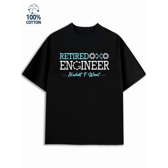 Retired Engineer Tee for men mechanical 180G 100% Cotton black futuristic classic Fashion Unisex Shirt Graphic tshirts Vintage Unisex Shirt Short Sleeve tshirts