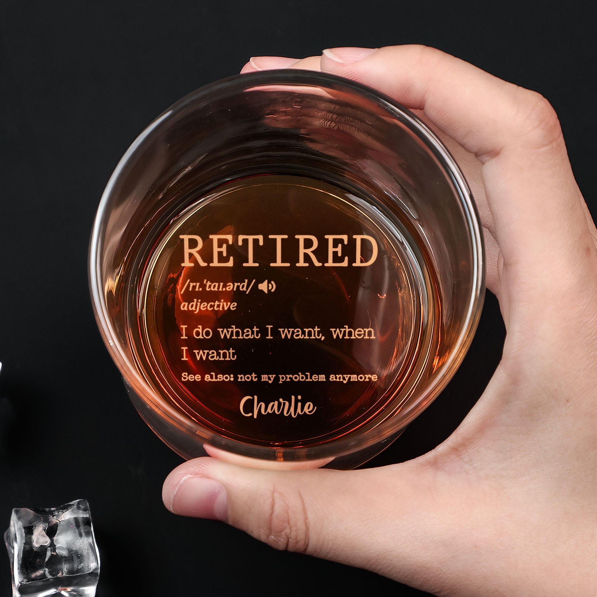 Retired Engraved Whiskey Glass - Personalized Custom Name Old Fashioned Glasses for Retirement Gifts - I Do What I Want When I Want - Unique Gift for Retirees, Retirement Party, Men, Women
