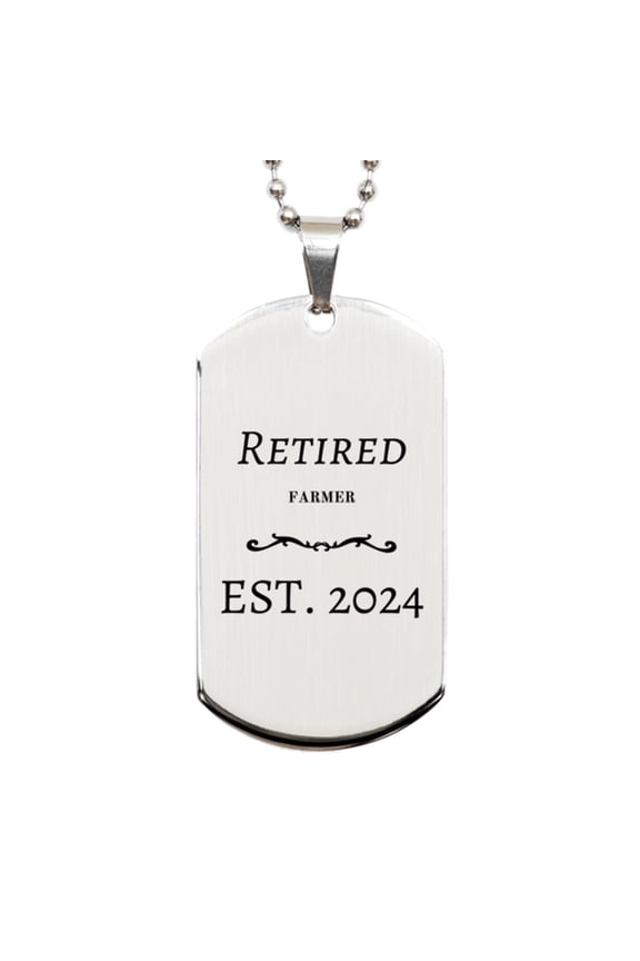 Retired Farmer Est. 2024 Engraved Silver Dog Tag - Perfect Gift for Retirement, Birthday, and Veterans Day Celebration in the Farmer Community