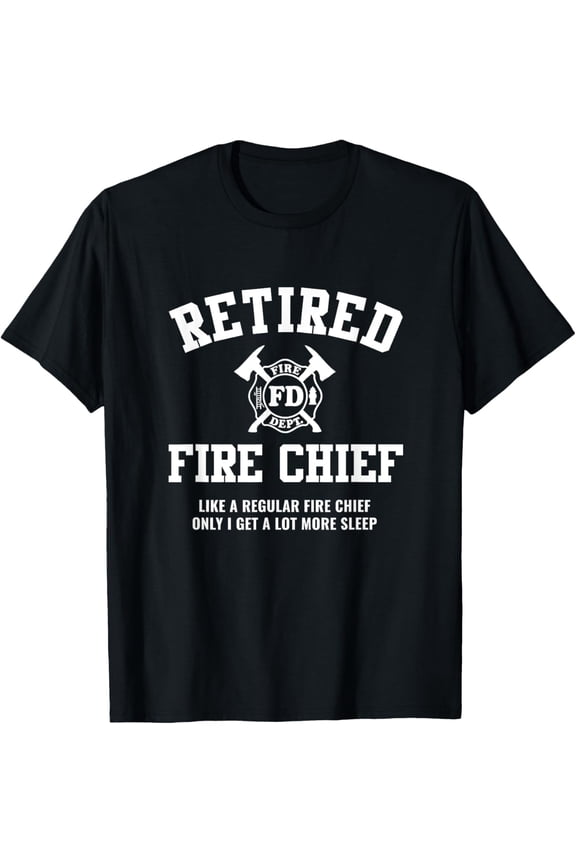 Retired Fire Chief Funny Firefighter Retirement Gift Men's Graphic T-Shirt Retro Fire Dept Short Sleeve Cotton Tee