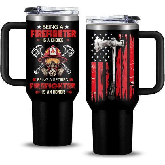 Retired Firefighter Gifts for Men Women, Retired Fireman Stainless Steel Tumbler Cup 40 oz, Retirement Birthday Gifts for Fireman, Being A Retired Firefighter is An Honor Insulated Mug
