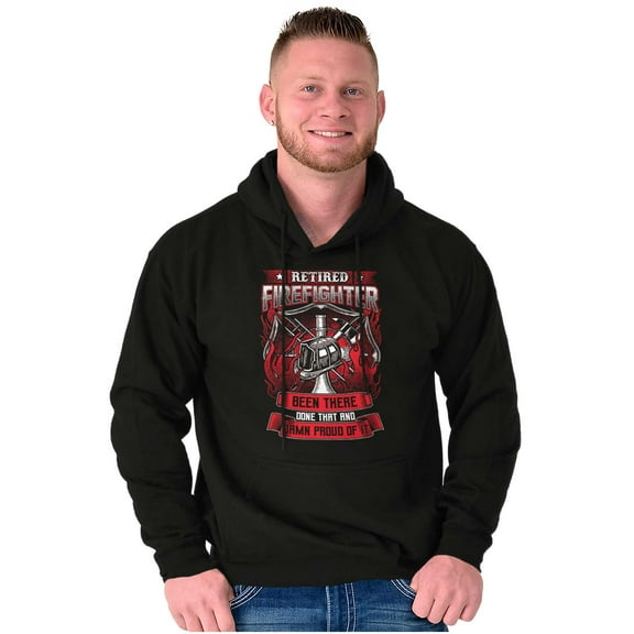 Retired Firefighter Proud Volunteer Men's Big & Tall Graphic Hoodie Brisco Brands 2X