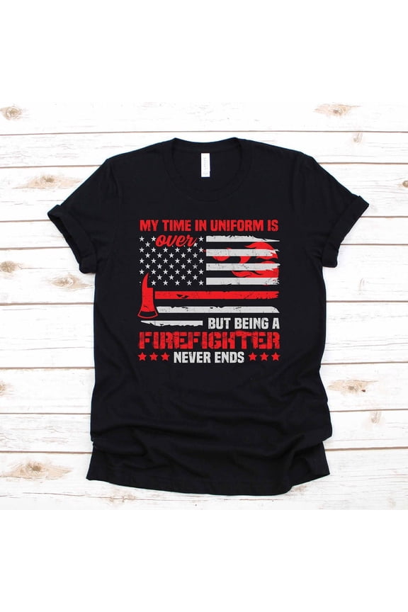 Retired Firefighter Retirement Thin Red Line Graphic Novelty T Shirt,for unisex up to size 5XL
