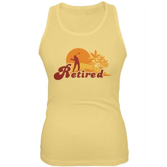 Retired Golf Golfer Sunset Juniors Soft Tank Top Yellow LG