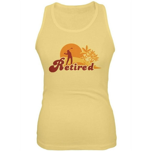 Retired Golf Golfer Sunset Juniors Soft Tank Top Yellow X-LG