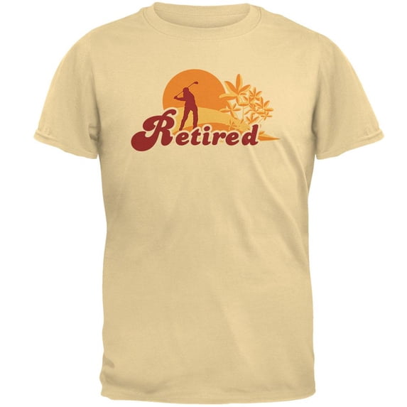 Retired Golf Golfer Sunset Mens T Shirt Yellow Haze X-LG