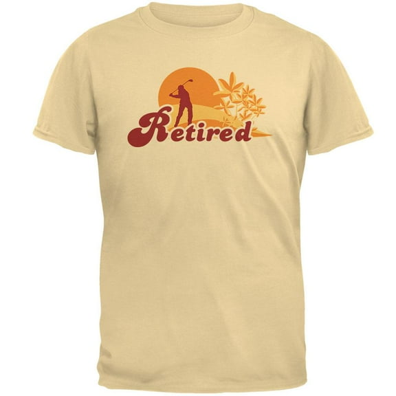 Retired Golf Golfer Sunset Mens T Shirt Yellow Haze X-LG