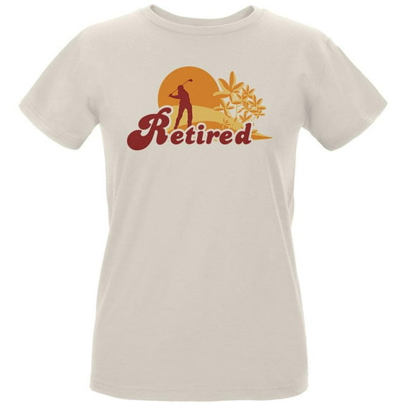 Retired Golf Golfer Sunset Womens T Shirt Natural SM