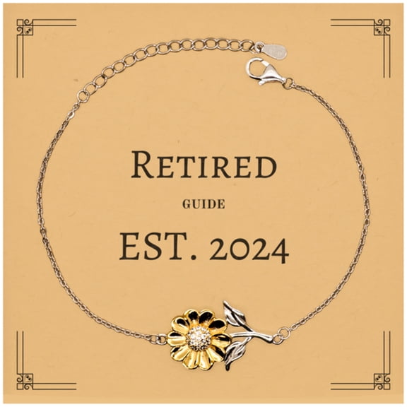 Retired Guide Est. 2024 Sunflower Bracelet Inspirational Gift for Graduation and Holidays