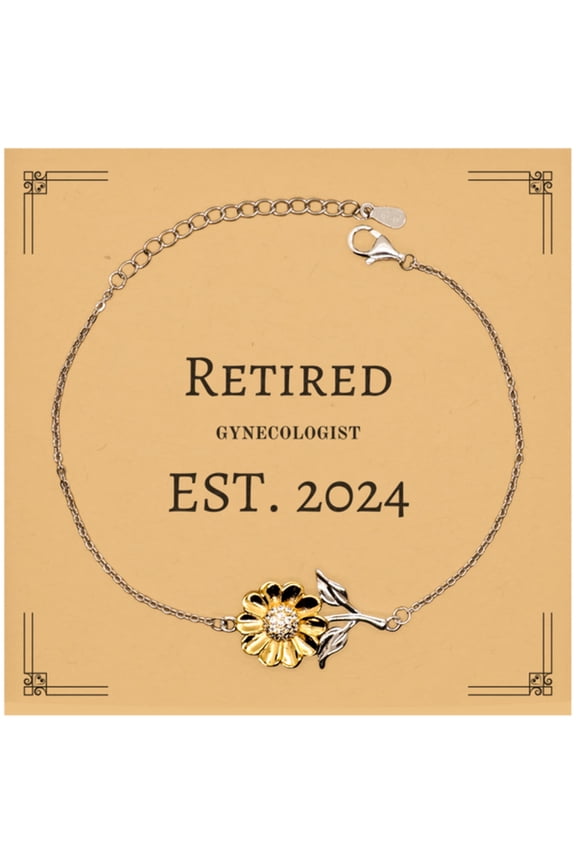 Retired Gynecologist Est. 2024 Sunflower Bracelet Inspirational Gift for Her