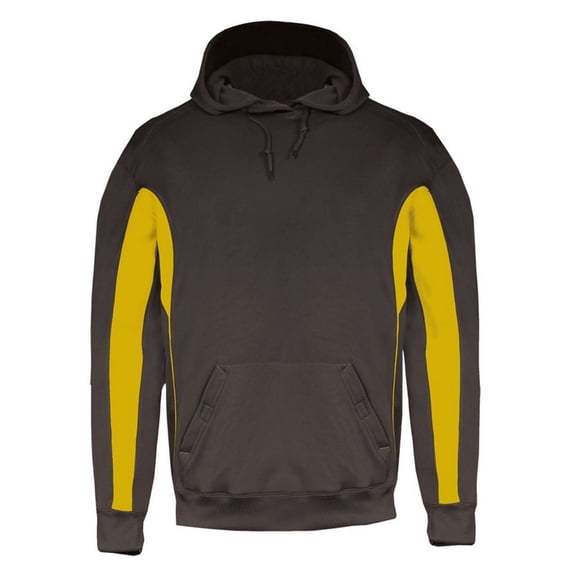 Badger 1465 Drive Polyester Fleece Hooded Pullover, Graphite and Gold, Medium