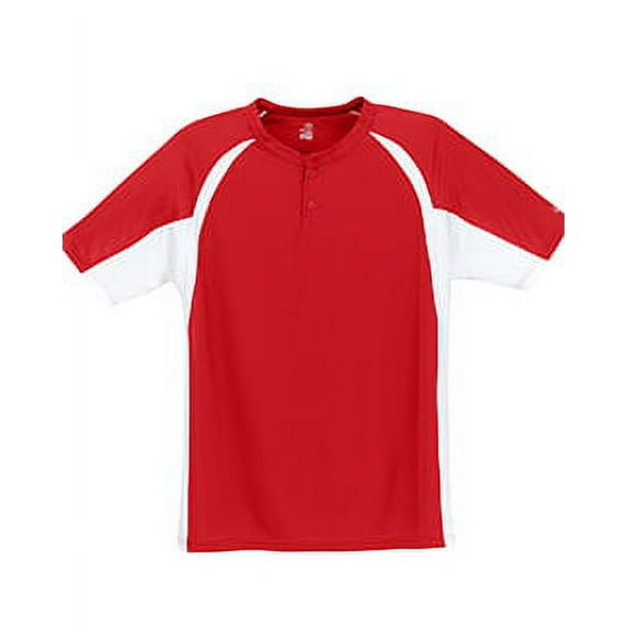 Badger BD7938 Hook Placket T-Shirt, Red and White, XL