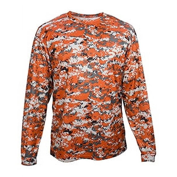 Badger Sport 4184 Adult Digital Long Sleeve Tee - Orange Digital