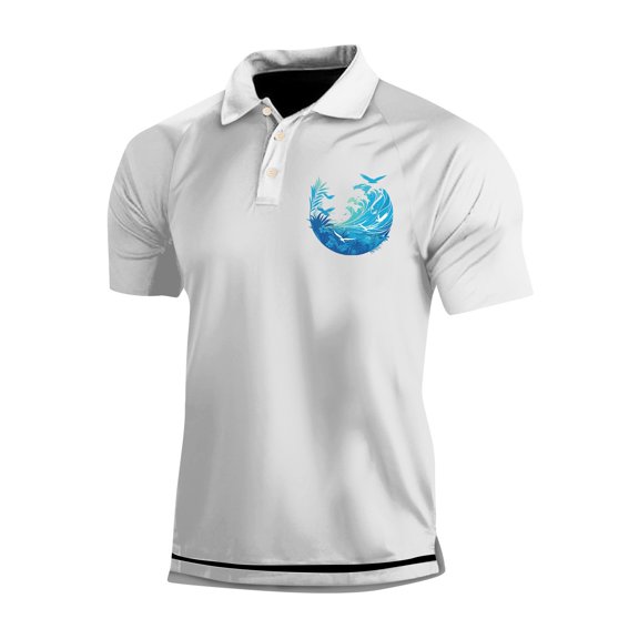 Yiaimeir Men's Three Button Printed Lapel Short Sleeve T-Shirt Top Streetwear,Size M-3XL