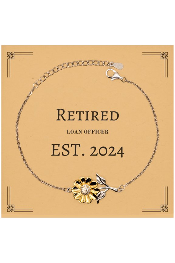 Retired Loan Officer Est. 2024 Sunflower Bracelet - Inspirational Gift for Loan Officers, Retirement, Graduation, Birthday, Christmas