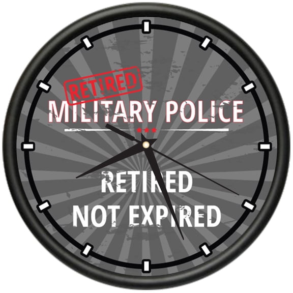 Retired Military Police Design Wall Clock | Precision Quartz Movement | Retired Not Expired Funny Home Dcor | Home, Office or Bedroom Decoration Retirement Personalized Gift