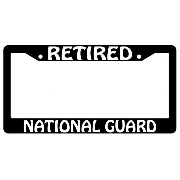 Retired National Guard Black Plastic License Plate Frame AMA