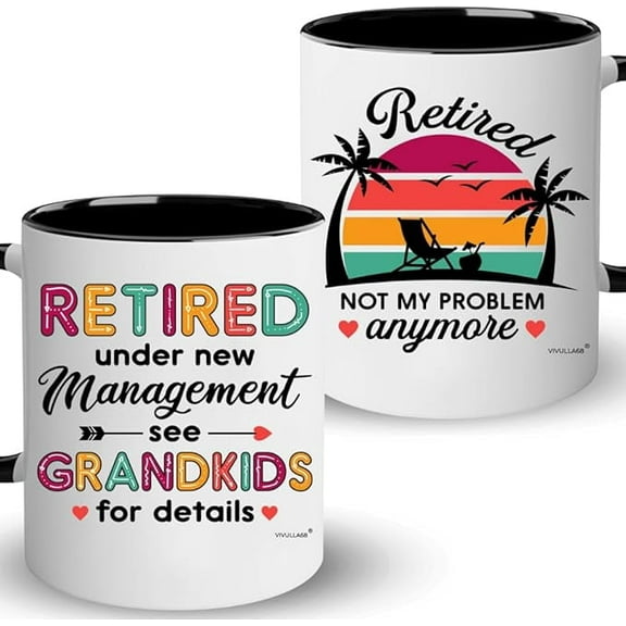 Retired Under New Management, See Grandkids for Details Mug 11oz, Retired Gifts for Women Men, Retirement Grandma Mug, Retirement Gift Ideas, Retirement Cup, Retired Presents on Christmas Birthday