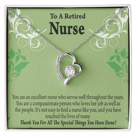 Retired Nurse Thank You Forever Necklace w Message Card