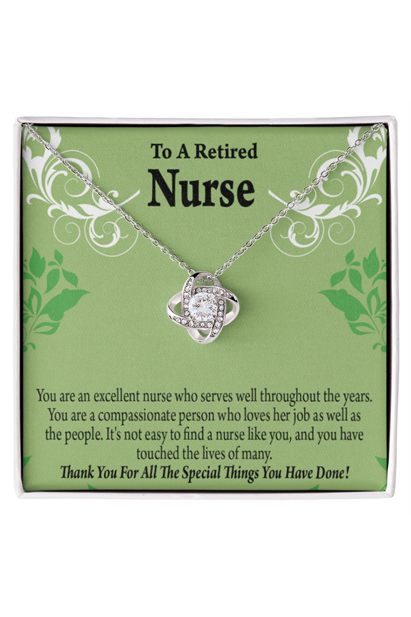 Retired Nurse Thank You Healthcare Medical Worker Nurse Appreciation Infinity Knot Necklace Message Card