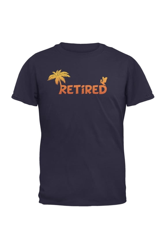 Retired Palm Tree Navy Adult T-Shirt - Large