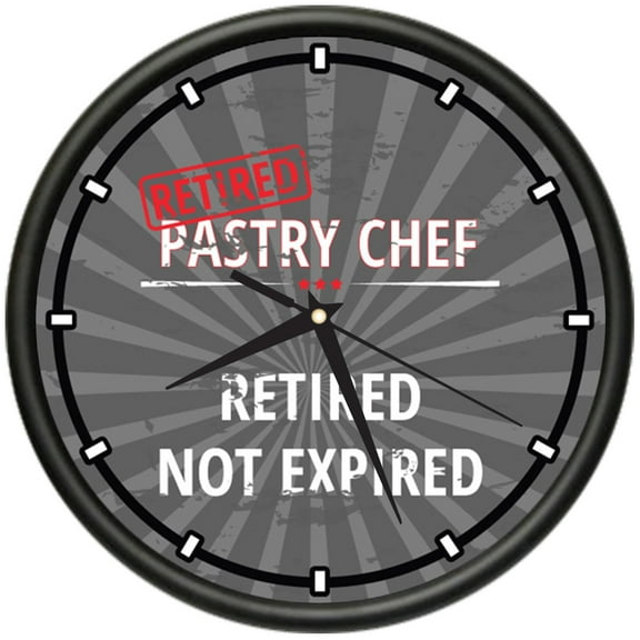Retired Pastry Chef Design Wall Clock | Precision Quartz Movement | Retired Not Expired Funny Home Dcor | Home, Office or Bedroom Decoration Retirement Personalized Gift