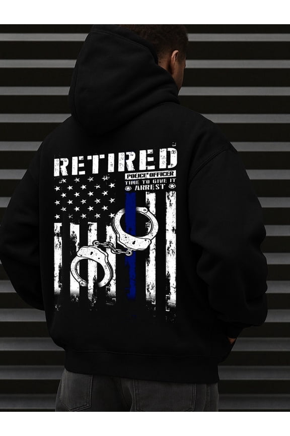 Retired Police Hoodie graphic hoodies Veteran for men sweater hoodie black Daily and Weekend Wear spring aesthetic vintage funny halloween gift fist army Classic Unisex hoodie