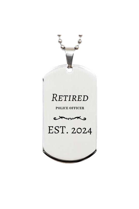 Retired Police Officer Dog Tag - Special Engraved Gift for Law Enforcement Graduation, Birthday, Retirement - Silver Tag for Proud Police Officer
