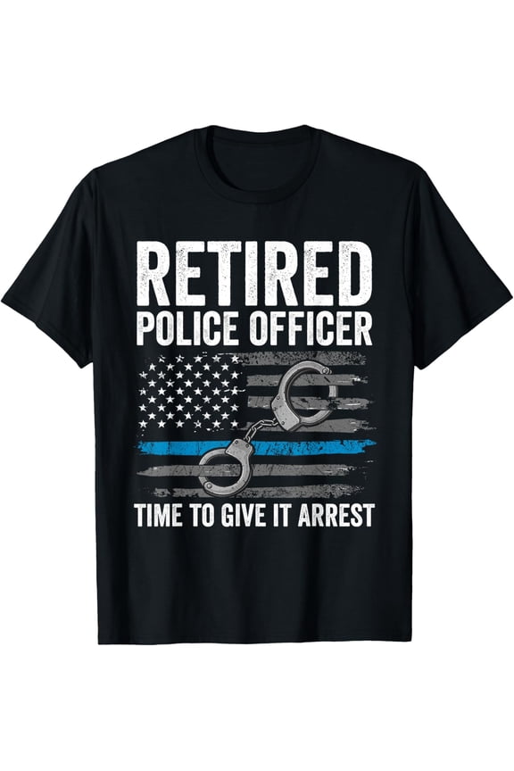 Retired Police Officer Shirt Blue Thin Line Flag Retirement T-Shirt