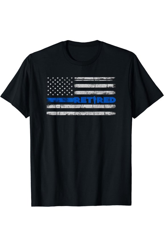 Retired Police Officer Shirt, Thin Blue Line Flag Retirement