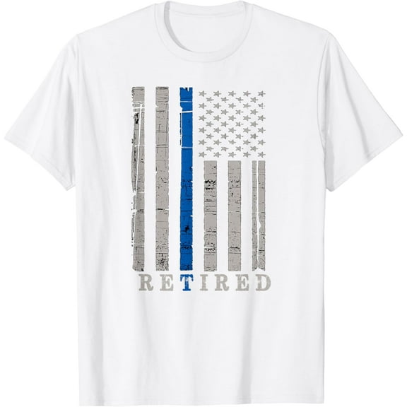 Retired Police Officer Thin Blue Line Flag Retirement T-Shirt
