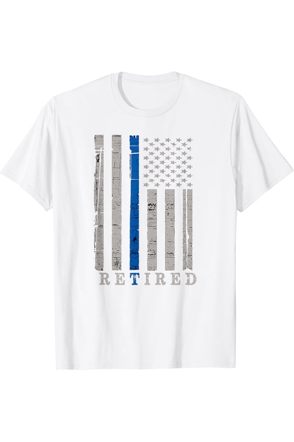 Retired Police Officer Thin Blue Line Flag Retirement T-Shirt