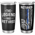 thumbnail image 1 of Retired Police Officer Tumbler Retirement Gifts for Police Officers The Legend Has Retired American Flag Blue Line Retirement Gifts For Men Dad Stainless Steel Travel Mug -20oz (Gifts for Retirees), 1 of 5
