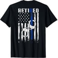 thumbnail image 1 of Retired Police Officer gift Thin Blue Line American Flag T-Shirt, 1 of 4