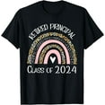 thumbnail image 1 of Retired Principal Class Of 2024 Retirement Leopard Rainbow T-Shirt, 1 of 4