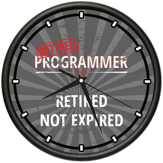 Retired Programmer Design Wall Clock | Precision Quartz Movement | Retired Not Expired Funny Home Décor | Home, Office or Bedroom Decoration Retirement Personalized Gift