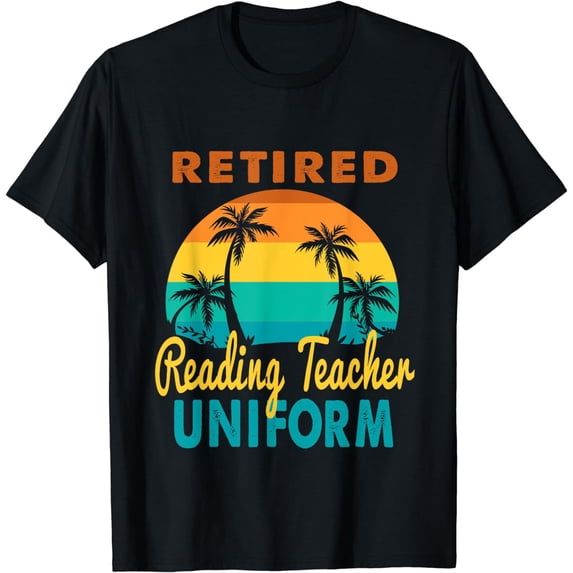 Retired Reading Teacher Uniform Tropical Island Retirement T-Shirt