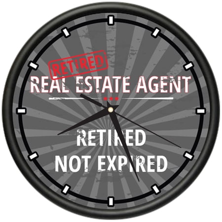 Retired Real Estate Agent Design Wall Clock | Precision Quartz Movement | Retired Not Expired Funny Home Décor | Home, Office or Bedroom Decoration Retirement Personalized Gift