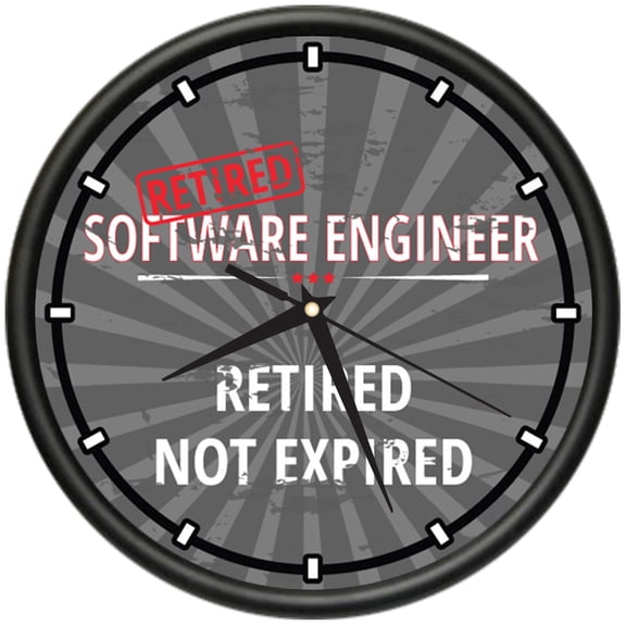 Retired Software Engineer Design Wall Clock | Precision Quartz Movement | Retired Not Expired Funny Home Décor | Home, Office or Bedroom Decoration Retirement Personalized Gift
