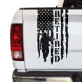 thumbnail image 1 of Retired Soldier Veteran Distressed American USA US Flag Truck Tailgate Vinyl Decal Compatible with most Pickup Trucks U.S. Army Sticker USAF USMC US Navy Decal (11" x 20", Black), 1 of 8